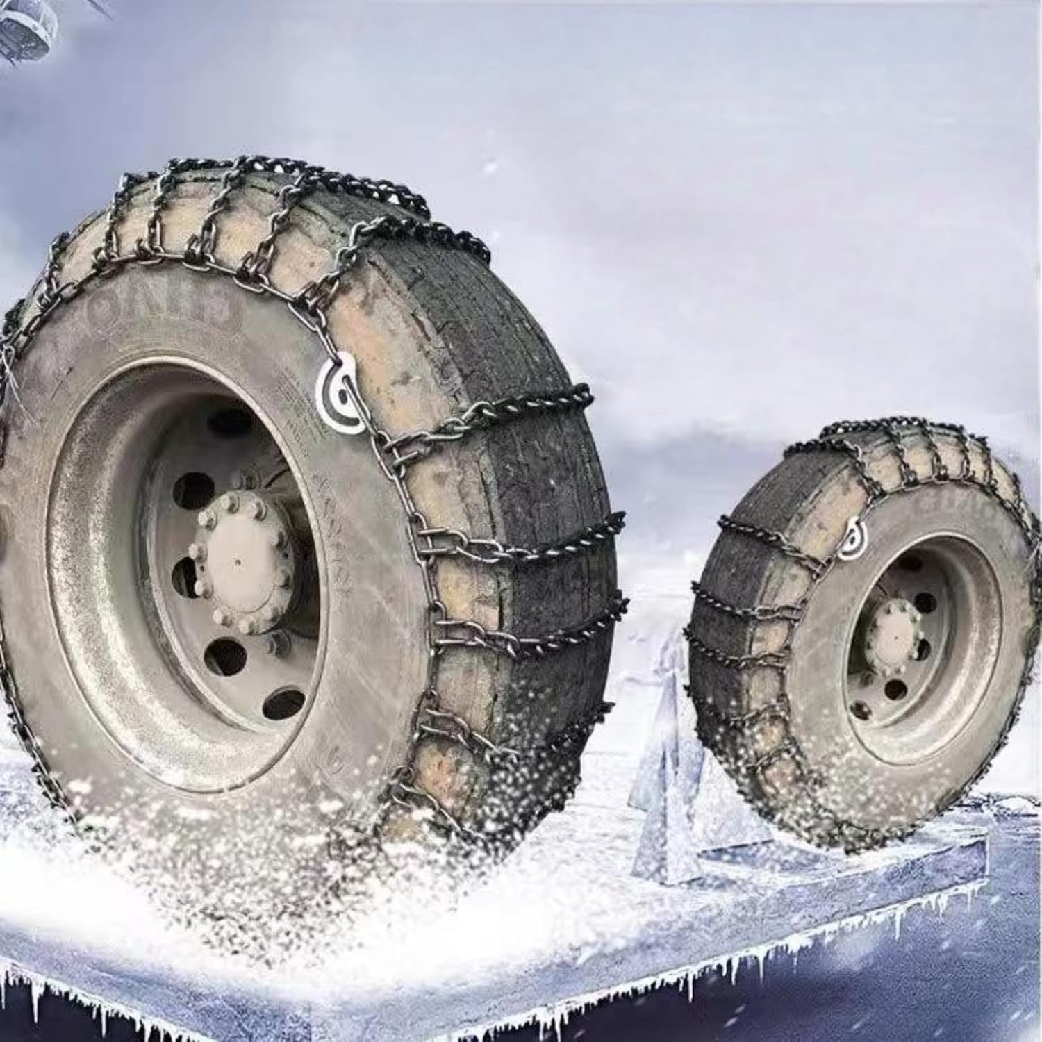 Set of 2 Tire Traction-2pcs Snow Chains for Semi Trucks Snow Chains for Tires Universal Metal Tire Chains for SUV Trucks Pickup Trucks Semi Trucks Van Trucks ATV Light Truck 8.25-16 9mm 6.50-16