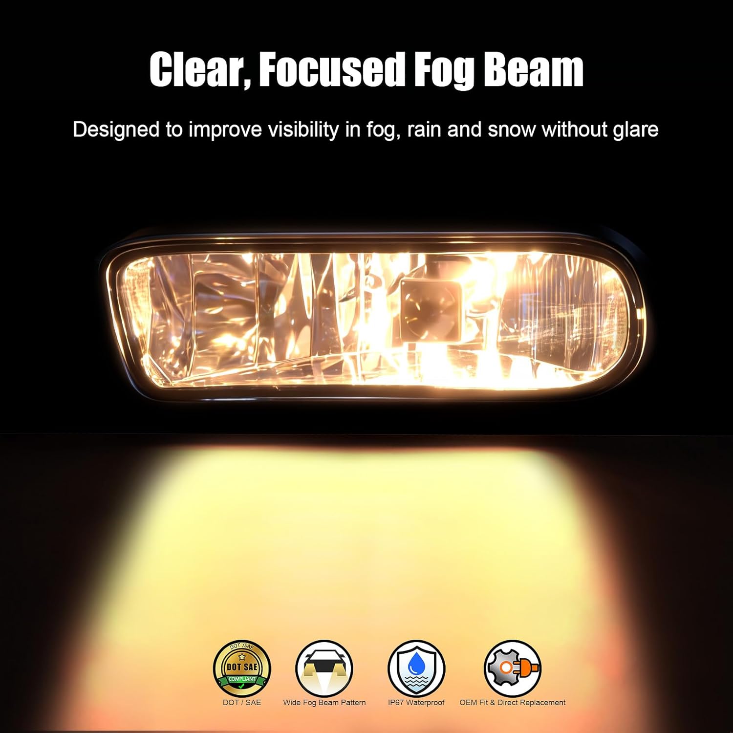 Professional Fog Light Assembly, Clear Waterproof Front Driving Lamps Kit Compatible with 1999-2002 Chevy Silverado 1500 2500/2001-2002 Silverado 1500HD 2500HD 3500/2000-2006 Tahoe Suburban 1500 2500