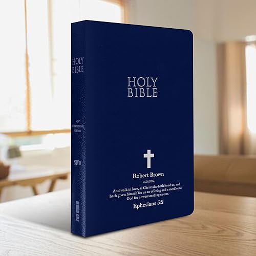 Miniatura 8 de Biblia NIV personalizada Nueva versión internacional Biblia de piel sintética Biblia económica con nombre personalizado hasta 3 filas de texto con