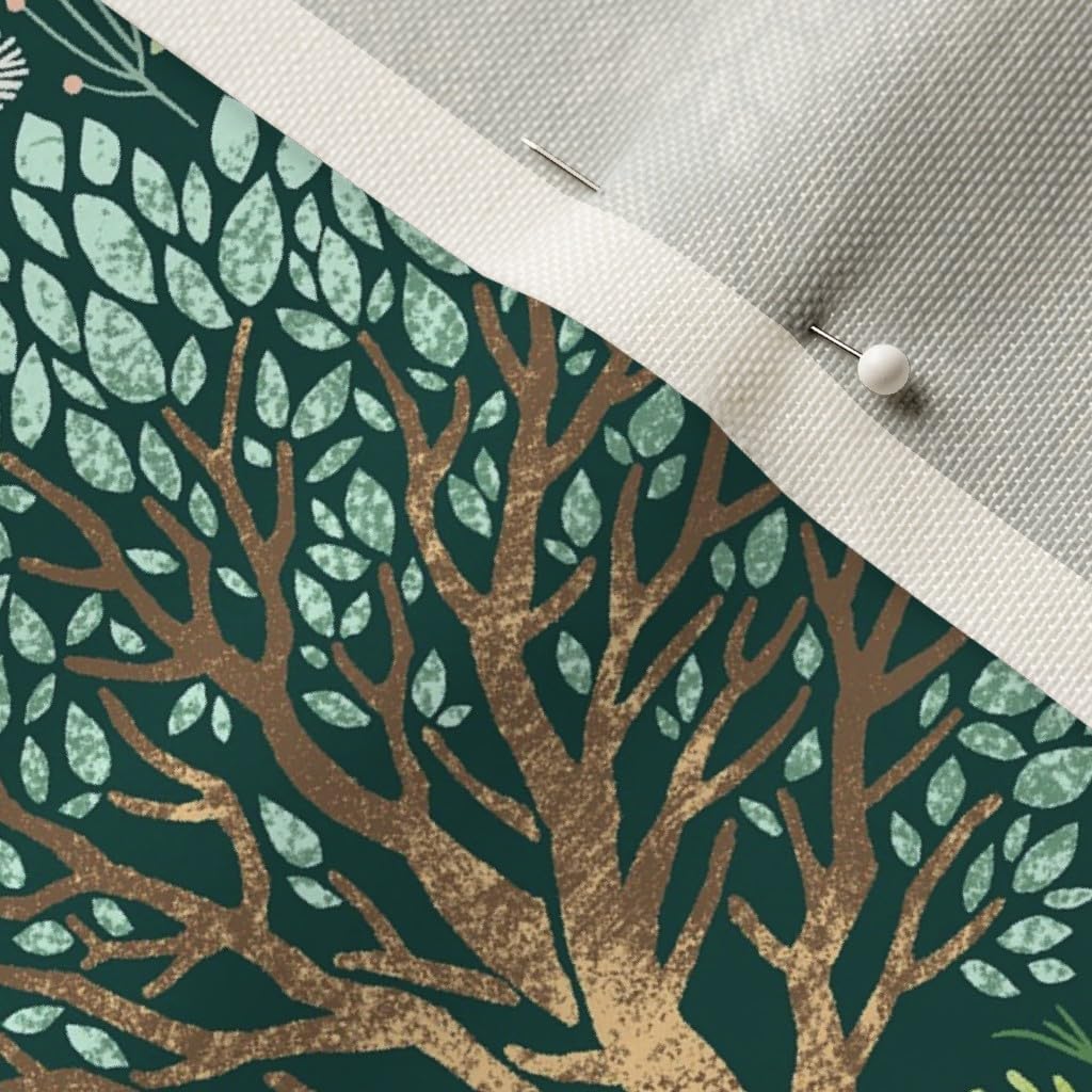 Spoonflower Fabric - Forest Paradise Woodland Nature Wildlife Lush Botanical Green Flora Printed on Upholstery Velvet Fabric Fat Quarter - Upholstery Home Decor Bottomweight Apparel