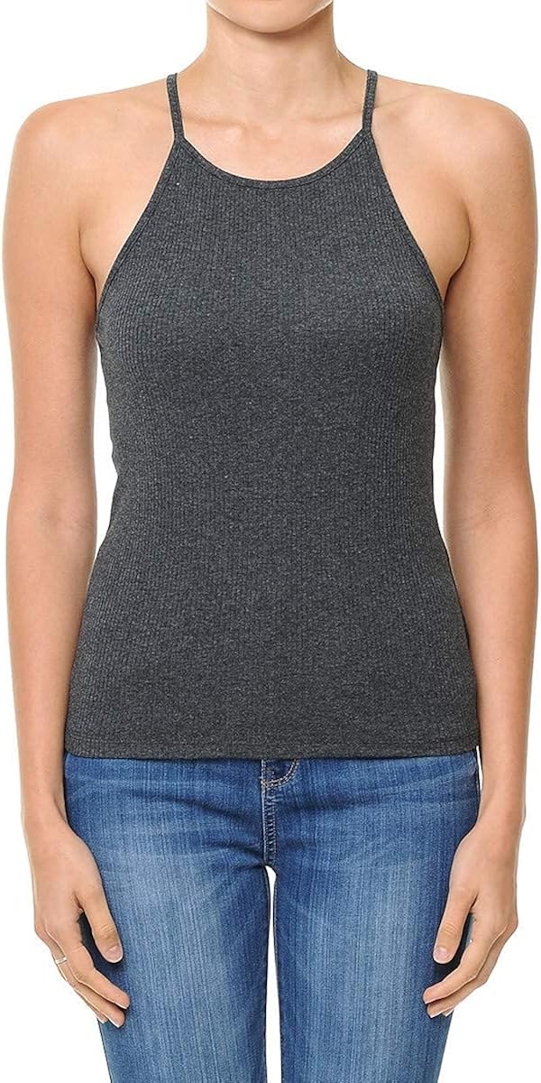 NANAVA Women's Basic Ribbed High Neck Racerback Camisole Top