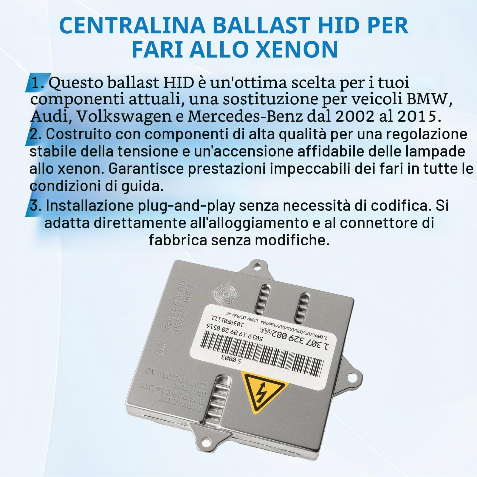 Centralina di controllo fari allo xeno con supporto motore, adatta per Mini R50 R52 R53 Serie 3 E46 Serie 6 E63 E64 X3 E83 A3 TT Golf MK5 W169 W203 codice articolo 1307329082 1307329074