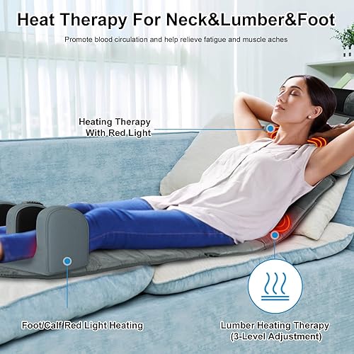 Miniatura 4 de Alfombrilla de masaje de cuerpo completo con calor, almohadilla de masaje eléctrica para cuello, espalda, pies y alivio del dolor de cuerpo