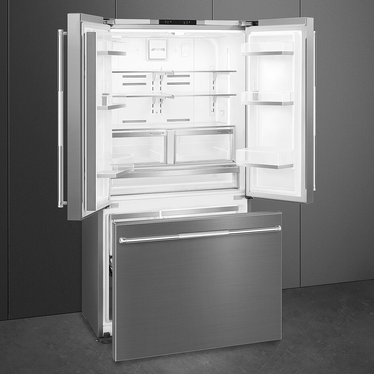 Smeg 36” French Door Refrigerator – Premium Stainless Steel Fridge With Internal Ice & Water Dispenser Technology With Style on Fridge.com - View 4