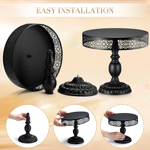 Miniatura 3 de 3 soportes de metal para tartas de 8, 10, 12 pulgadas, soporte redondo para tartas, juego de mesa de postre, decoración de mesa de pasteles, soporte