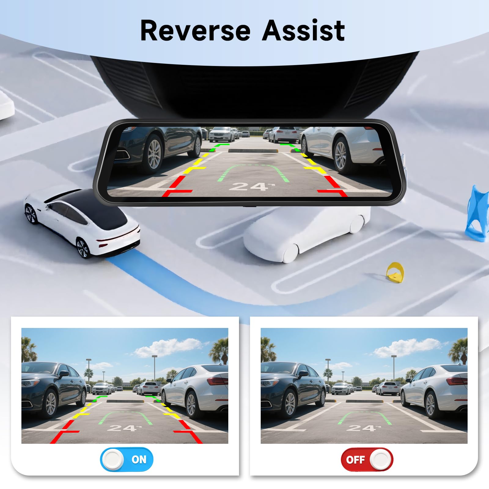 Hodozzy 2K WiFi Specchietto Retrovisore Dash Cam, Dashcam Retrovisore con Schermo IPS 9,66 Pollici Touchscreen con Controllo App, Visione Notturna, Registrazione Loop, Sensore G, BSD LCA+ Scheda 64 G