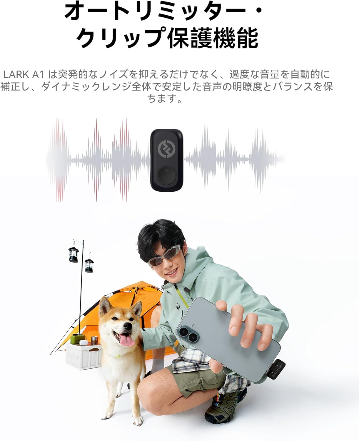 Hollyland (Lark A1 Combo) Wireless Microphone (Space Gray, with USB-C RX + Lightning RX + Charging Case)