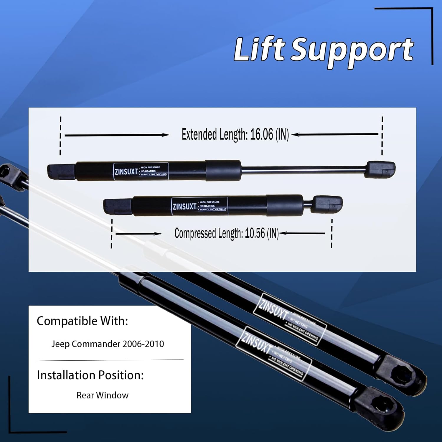 Rear Window Struts Lift Supports Shock Struts Gas Spring for Jeep Commander 2006-2010