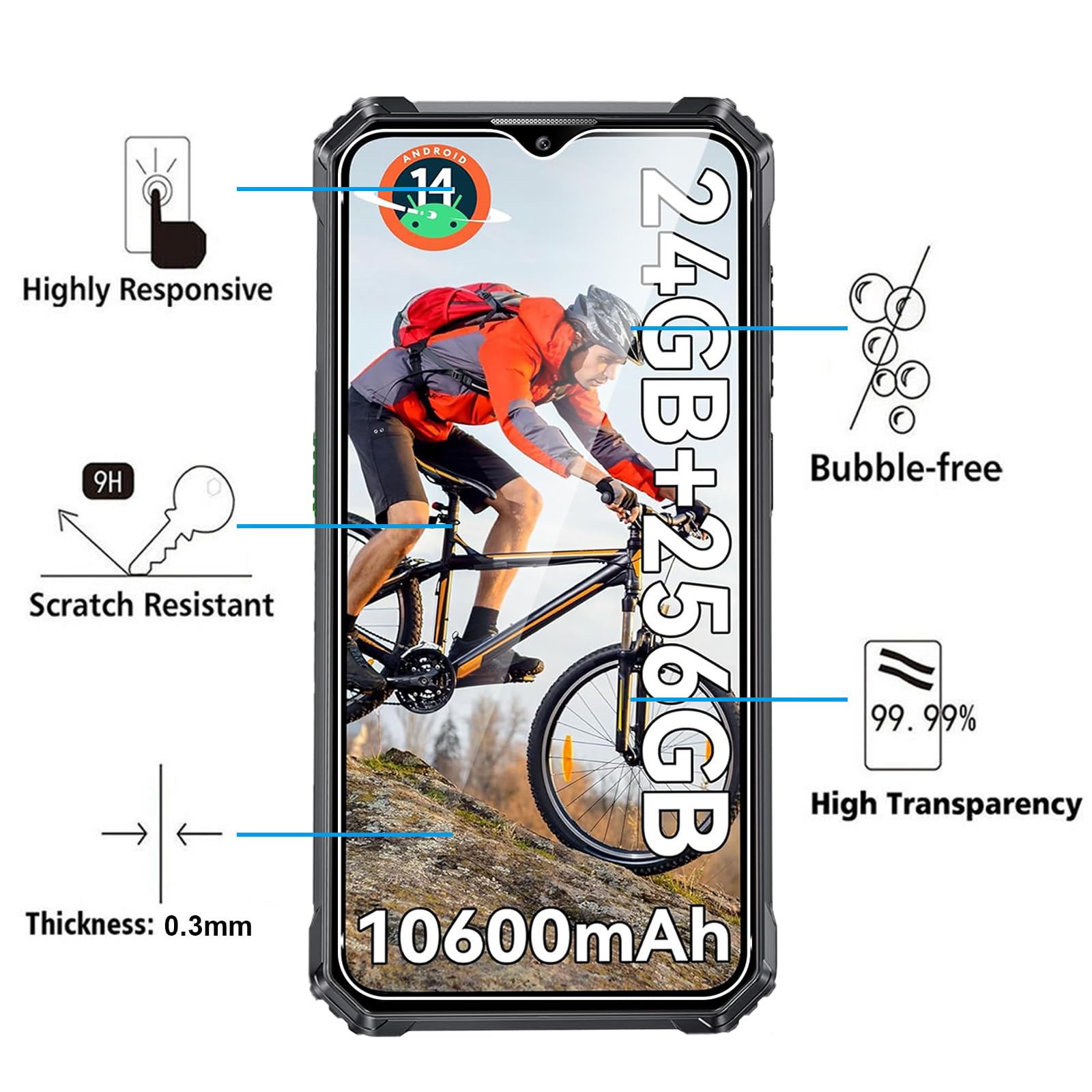 LYZXMY Coque Pour Oukitel C53 (6.6") Transparent Housse + 2 X Verre Trempé Protection écran, Souple Silicone Étui Protection Bumper TPU Téléphone Case Cover-WM85