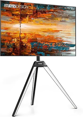 FITUEYES Picasso - Soporte esquinero de TV para pantallas LCD LED de 37 a 65 pulgadas, caballete de trípode, soporte de TV moderno giratorio con