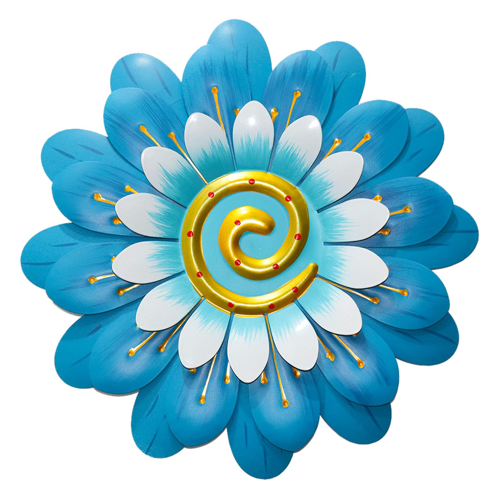 Metal Flowers Wall Decor Indoor Outdoor Metal Wall Art for Home Farmhouse Living Room Bedroom Bathroom Garden Decorations - Blue