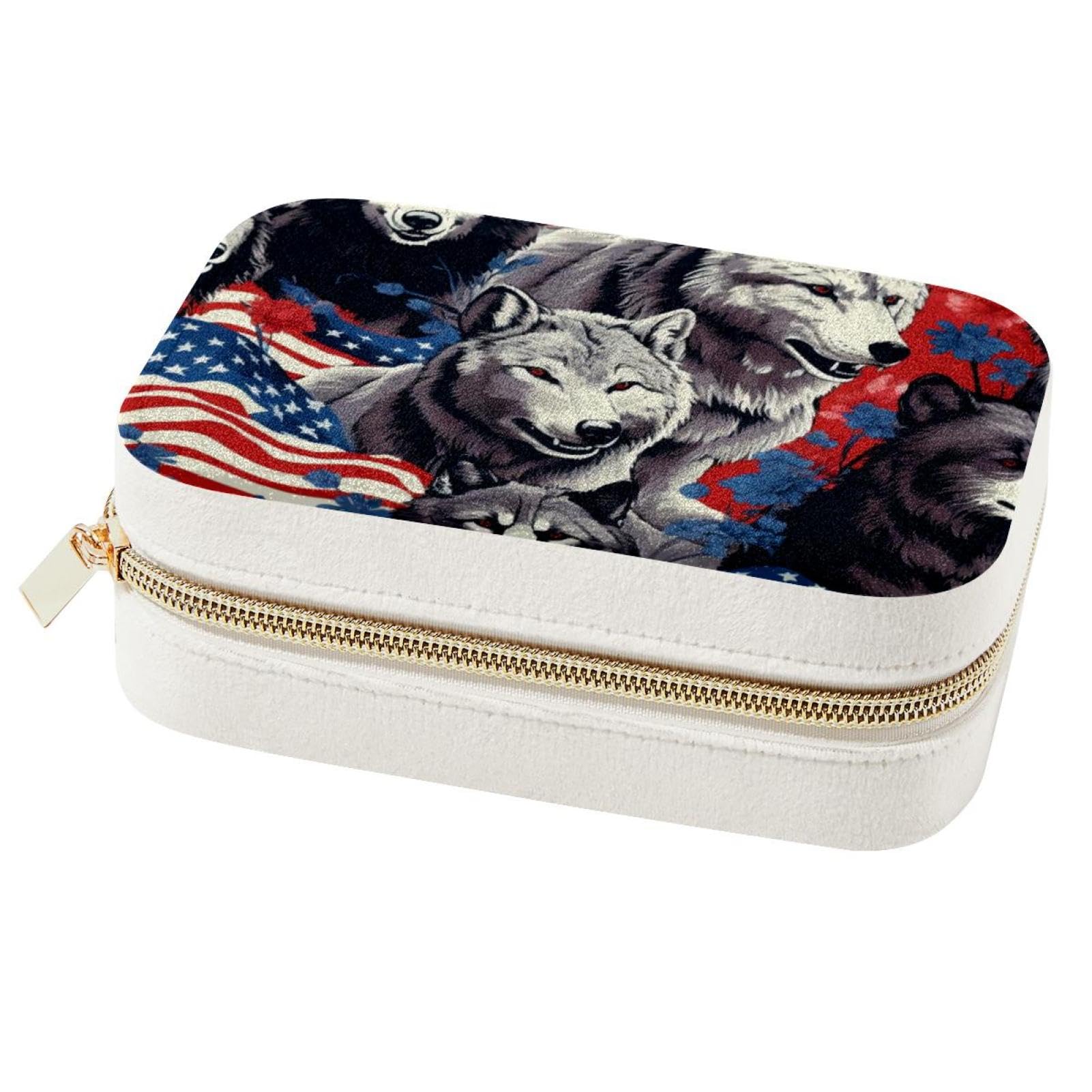 Boîte à bijoux spacieuse et élégante motif drapeau américain pour fille