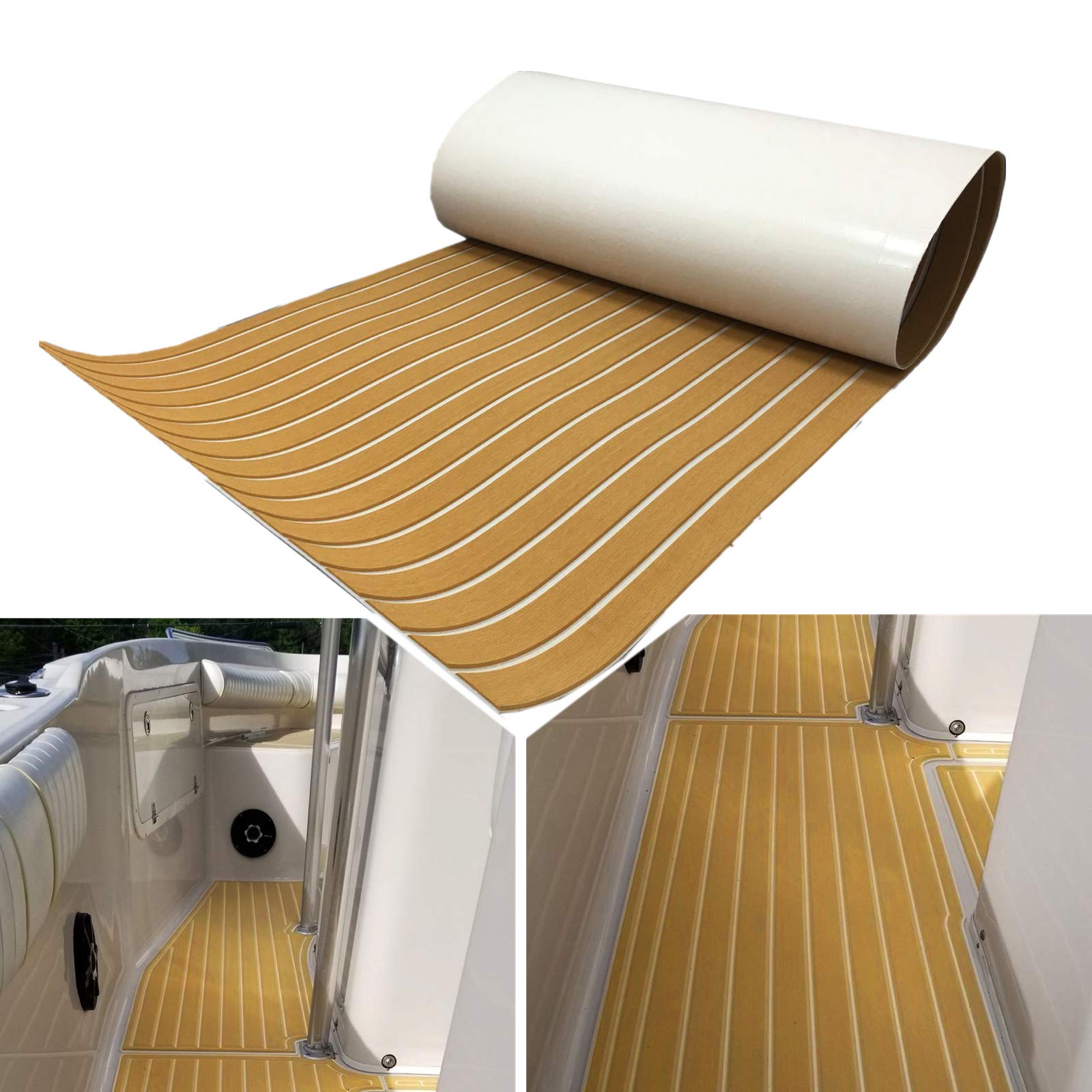 90x240cm Eva Schiuma Teak Sintetico Marino Pavimentazione Barca Tappetin Antiscivolo Autoadesiva Tappeto Imbottitura per Decking della Barca,Piattaforma da Nuoto