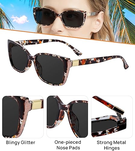 Miniatura 5 de Anteojos de lectura grandes para mujer, cuadrados, ojo de gato, 1.0, 1.25, 1.5, 1.75, 2.0 a 6.0, con lado brillante