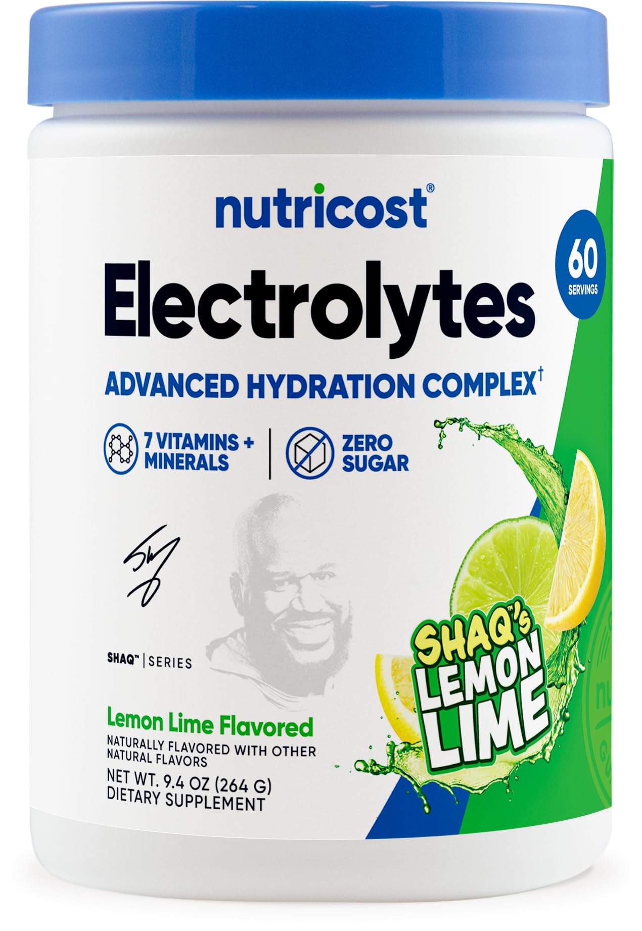 Nutricost Electrolytes Complex Powder (Shaq's Lemon Lime) 60 Servings Shaq's Lemon Lime 9.4 Ounce (Pack of 1)