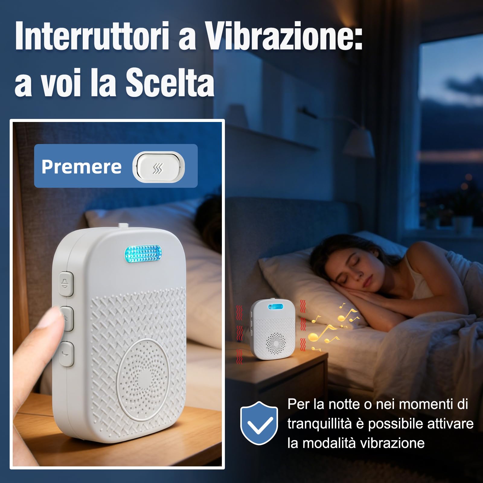 Pulsante di emergenza per anziani Sistema di telesoccorso interno Bracciale di emergenza per anziani Ricevitore ricaricabile Allarme SOS (Ricevitore*2 + Braccialetto*1 + Trasmettitore*1)