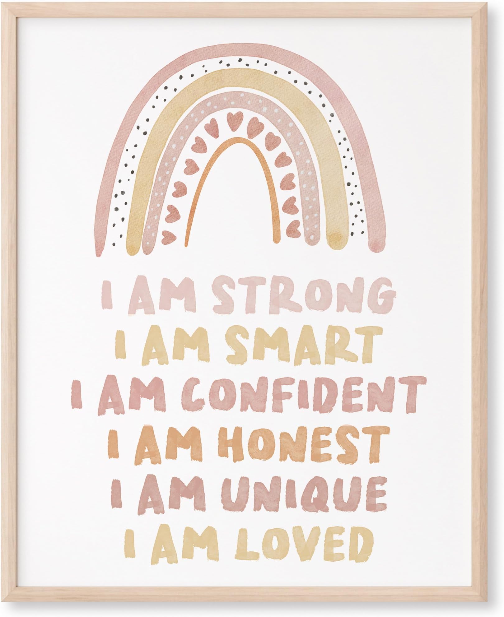 I Am Loved Affirmations Art Print - 8x10 (Unframed) | Boho Nursery Decor | Kids Bedroom Decor for Girls | Playroom Wall Art | Gift for Kids | Boho Affirmation Wall Decor