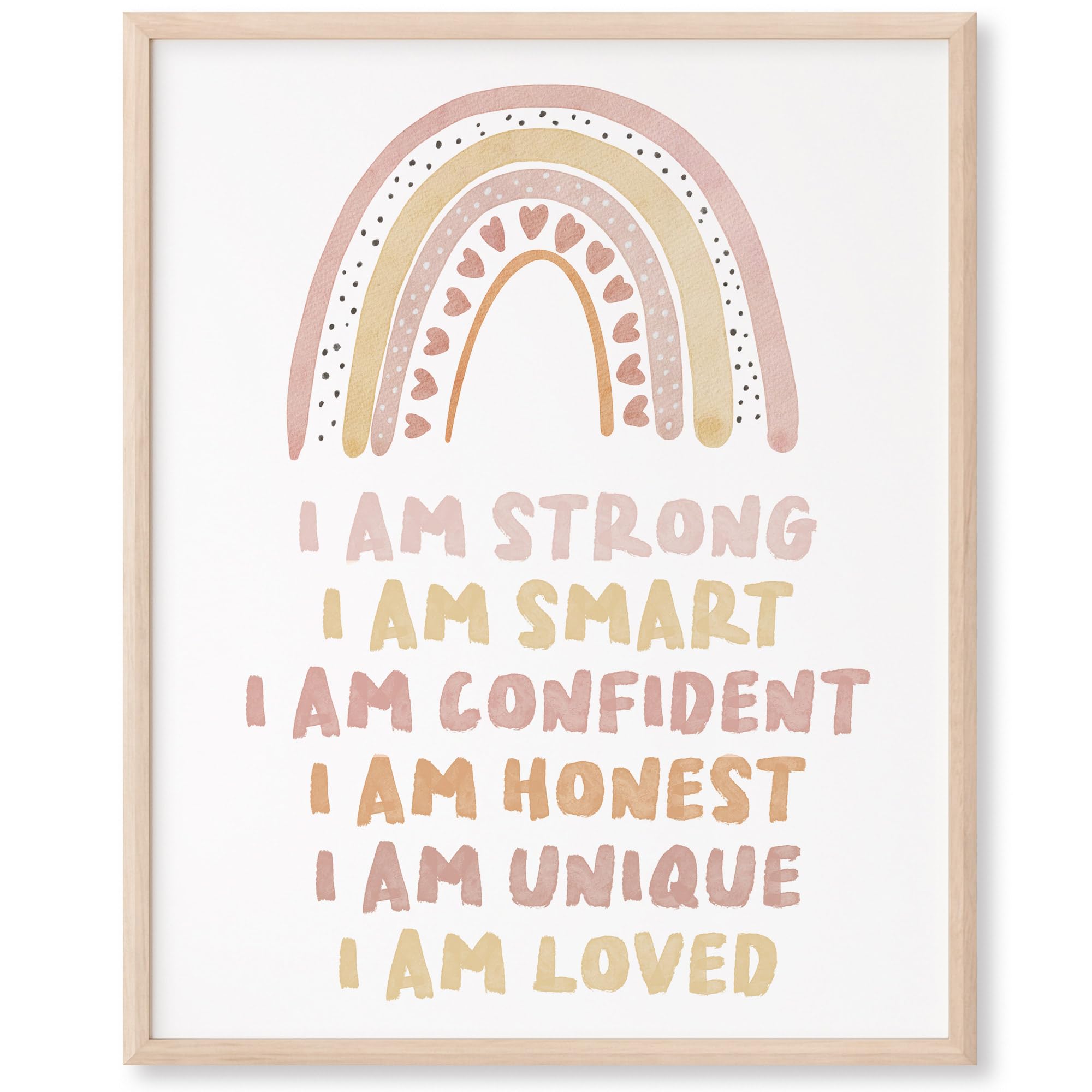 I Am Loved Affirmations Art Print - 8x10 (Unframed) | Boho Nursery Decor | Kids Bedroom Decor for Girls | Playroom Wall Art | Gift for Kids | Boho Affirmation Wall Decor