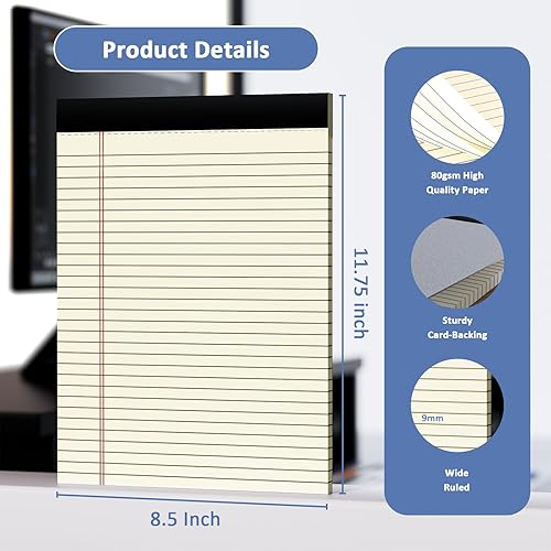 Miniatura 2 de Paquete de 2 blocs legales de 8.5 x 11 pulgadas, bloc de notas amarillas de 8.5 x 11 pulgadas, 30 hojas por bloc de notas, impresión a doble cara,