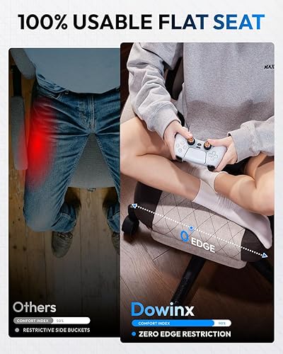 Miniatura 5 de Dowinx Silla de juegos, sillas de juegos de tela para adultos con cojines de resorte de bolsillo y soporte lumbar, silla ergonómica de masaje para