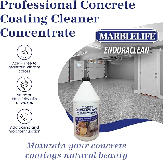 Marblelife EnduraCLEAN Garage and Indoor Concrete Floor Cleaner, Effective Basement & Garage Floor Cleaner, Effective Concrete Cleaner, Ready-To-Use Cement Cleaner & Degreaser, 128 oz Concentrate