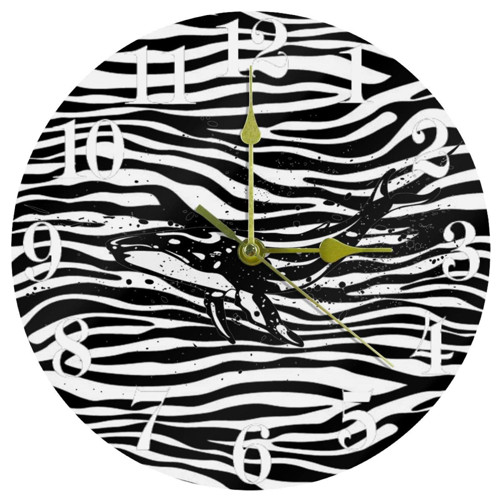 Horloge murale pour maison et bureau à quartz silencieuse style moderne zèbre