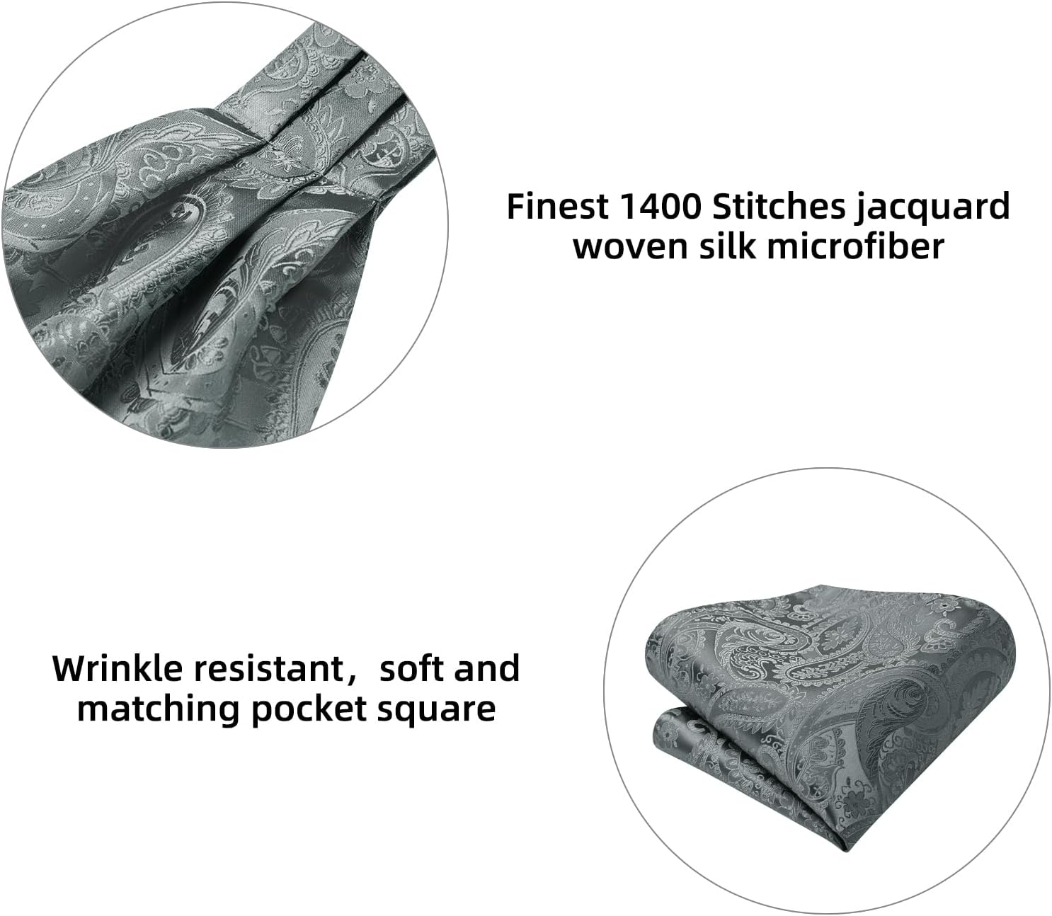 HISDERN Ascot Ties for Men Paisley Floral Ascot and Pocket Square Set Classic Self Tie Mens Cravat Handkerchief for Wedding - Image 6