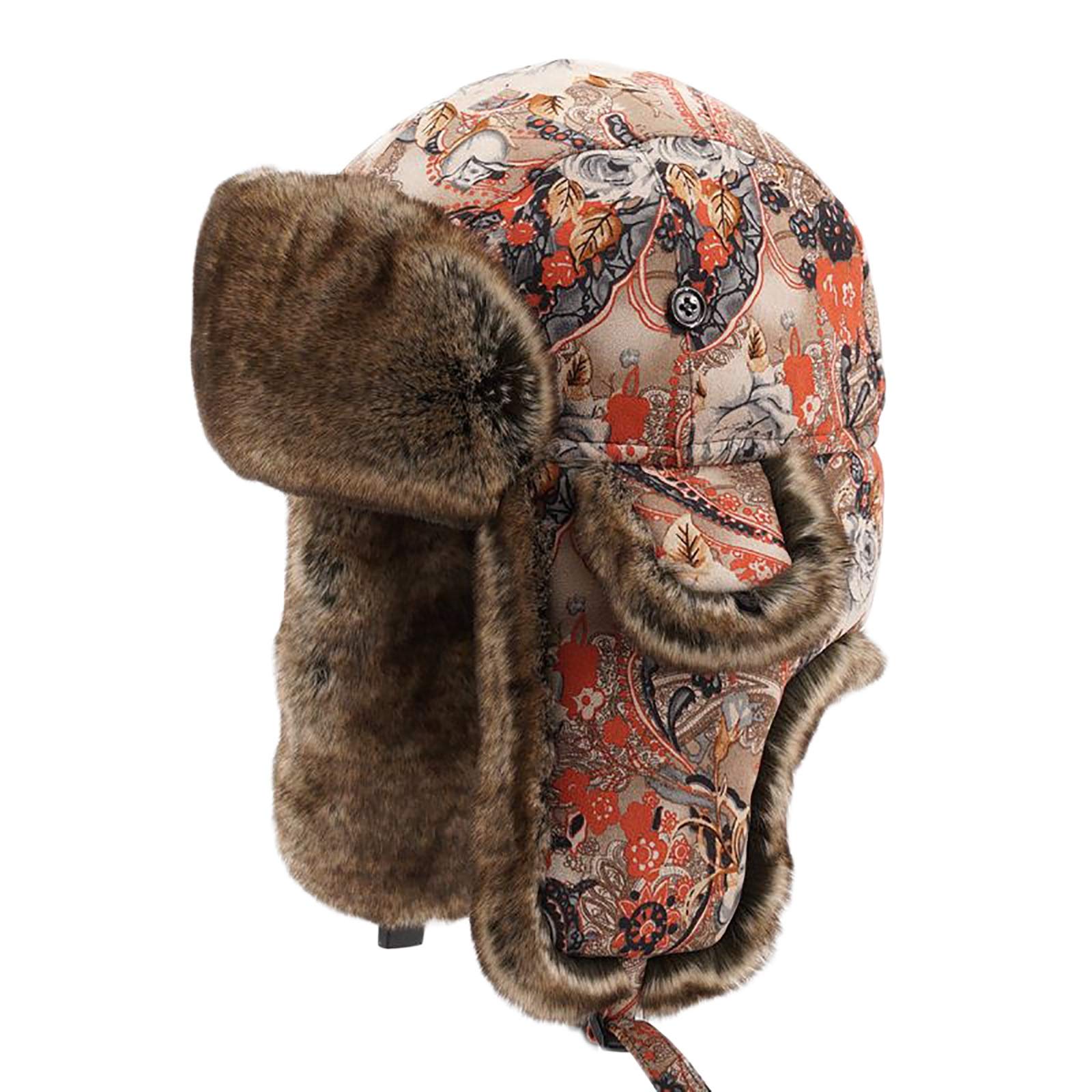 Bonnet bombardier thermique avec fourrure épaisse pour homme et femme