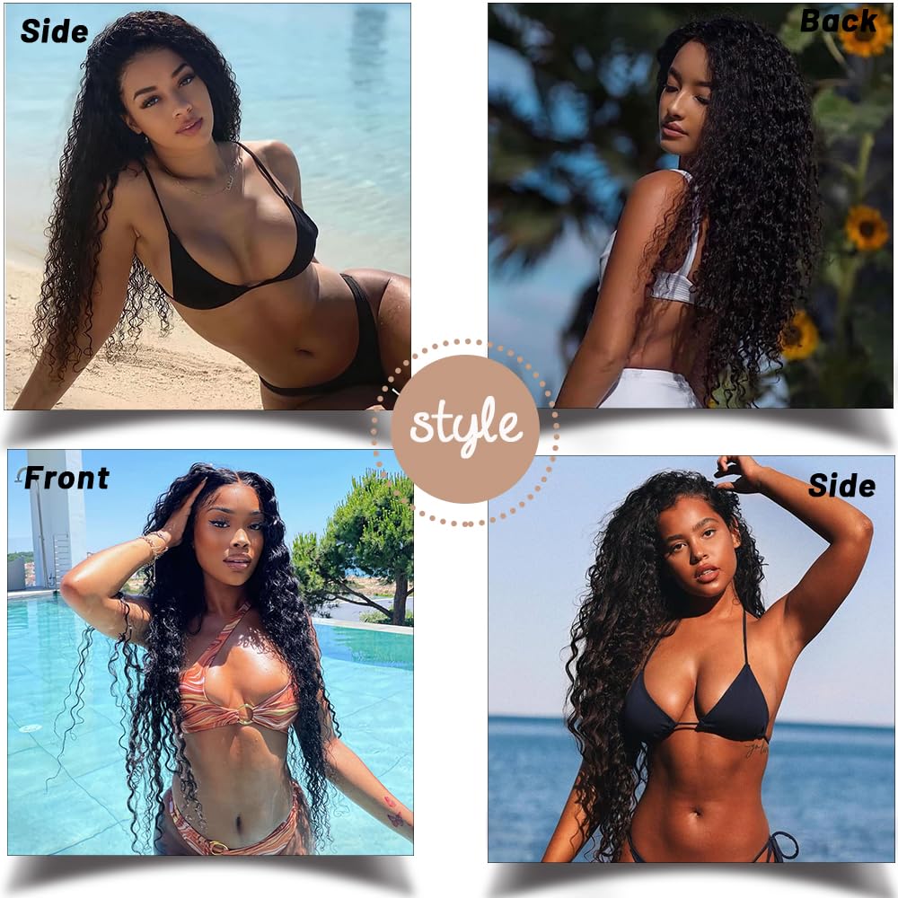 30 Inch 5x5 HD Lace Closure Wigs Human Hair Glueless Wig Pre Plucked Pre Cut Deep Wave Lace Front Wig with Baby Hair Curly Human Hair Wig 180% Density Wigs For Women