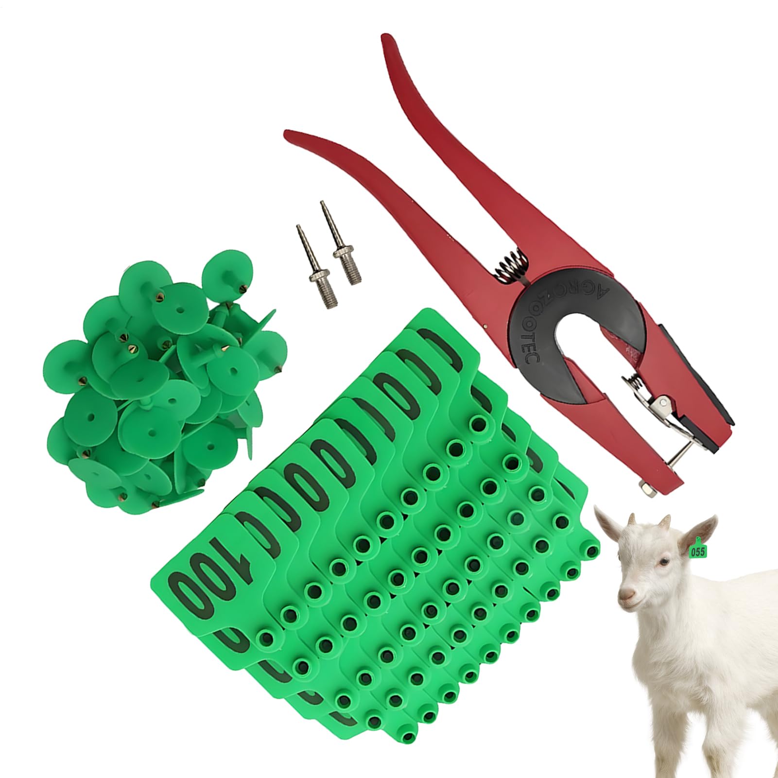 Étiquettes d'oreilles de vache | Étiquettes de marquage du bétail, 001 à 100 étiquettes d'identification d'animaux avec applicateur pour la gestion du bétail, les bovins, les chèvres et les programmes