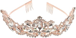 FRCOLOR Princesa Coroa para Mulheres Coroa de Cristal Com Pente Strass Princesa Tiara Rainha Coroa Acessórios de Cabelo para Aniversário Namorados Presentes