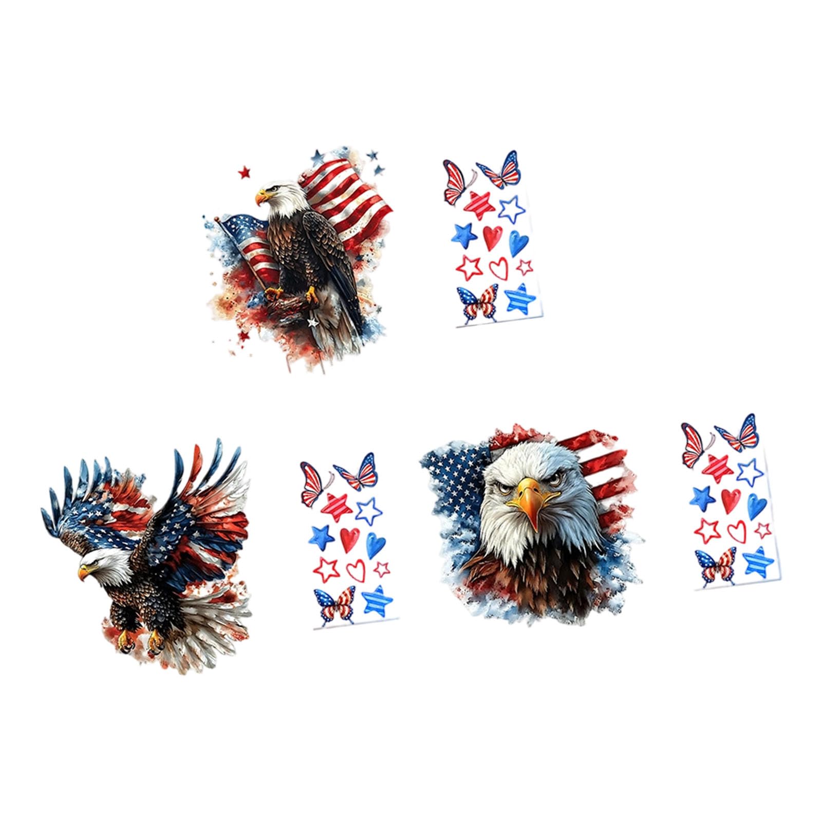 Kalttoy 1509 Three Piece Set Statics Window Sticker Patriotic Theme Independence Day Window Decors Perfect For Independence Day And National Holidays Statics Clings For Holidays