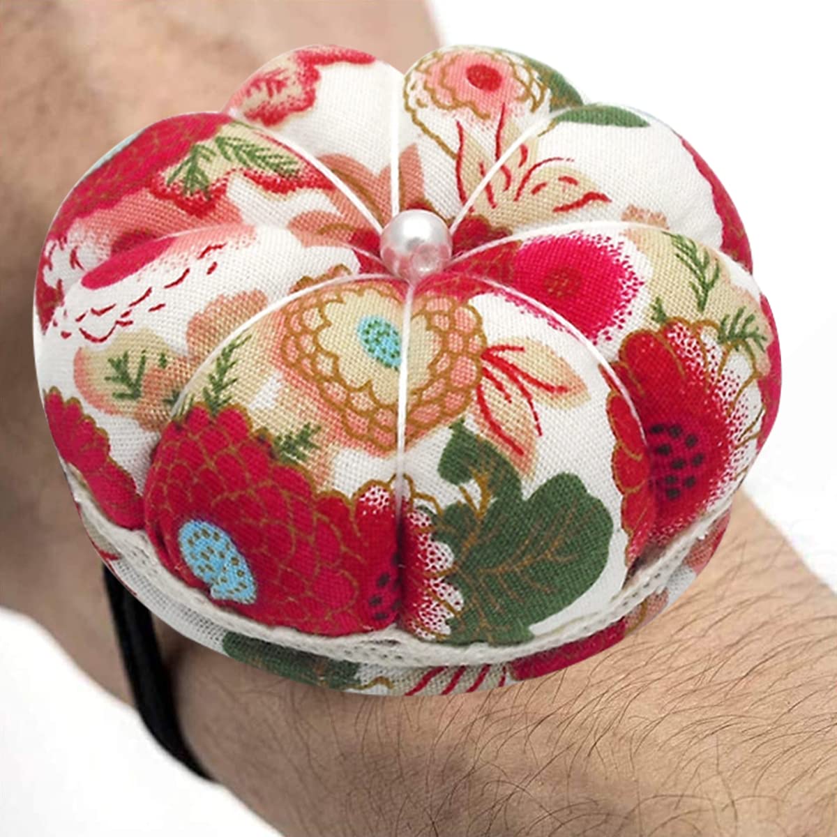Coussin à Épingles Poignet Citrouille - Porte-Aiguilles Couture Avec Élastique Réglable