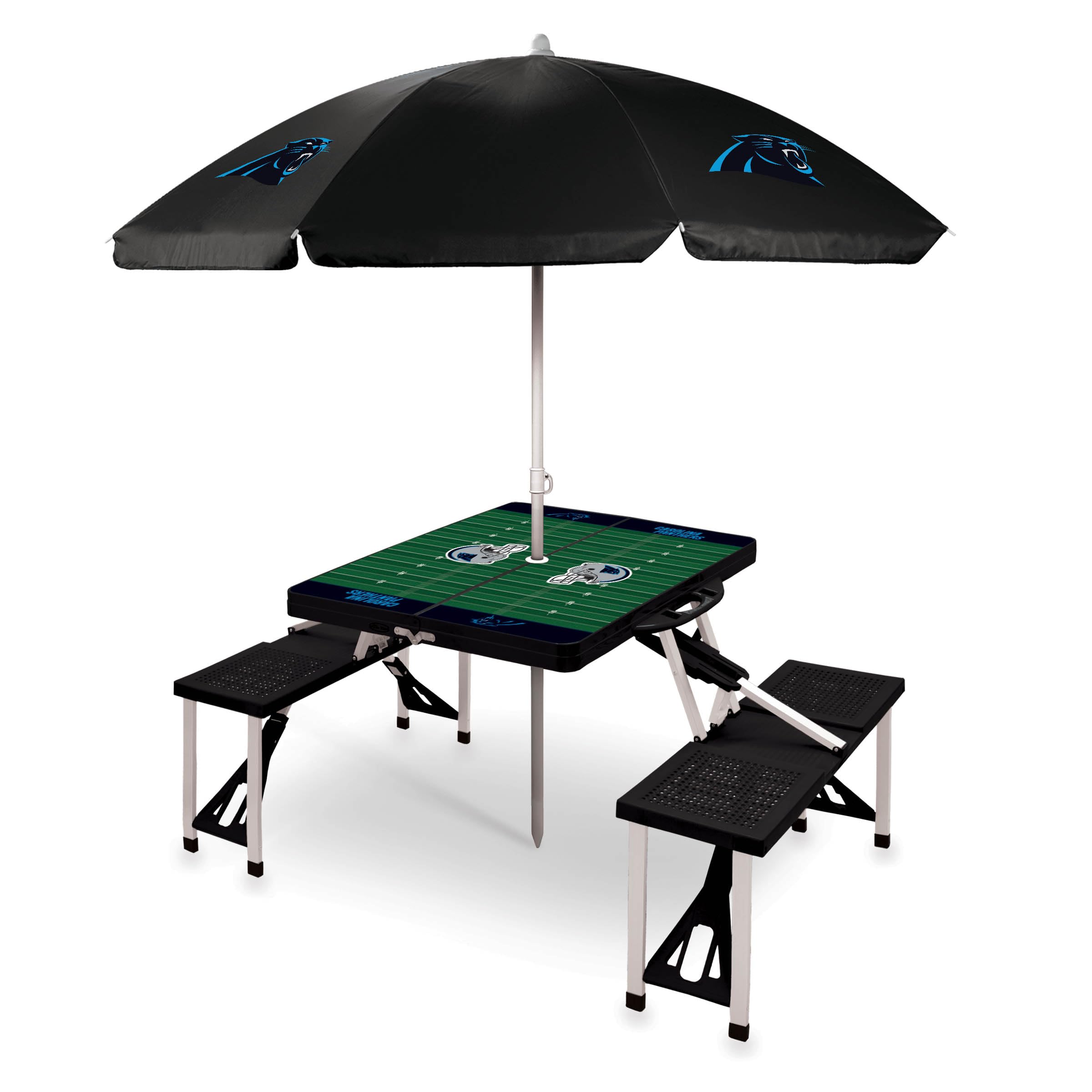 PICNIC TIME NFL Picnic Table Portable Folding Table with Seats and Umbrella