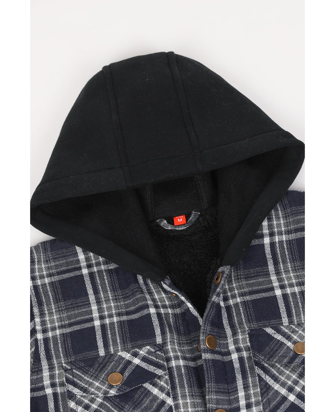 Veste en flanelle doublée Sherpa pour enfants, garçons et filles, chemise à capuche à carreaux, vêtements de jeu automne-hiver