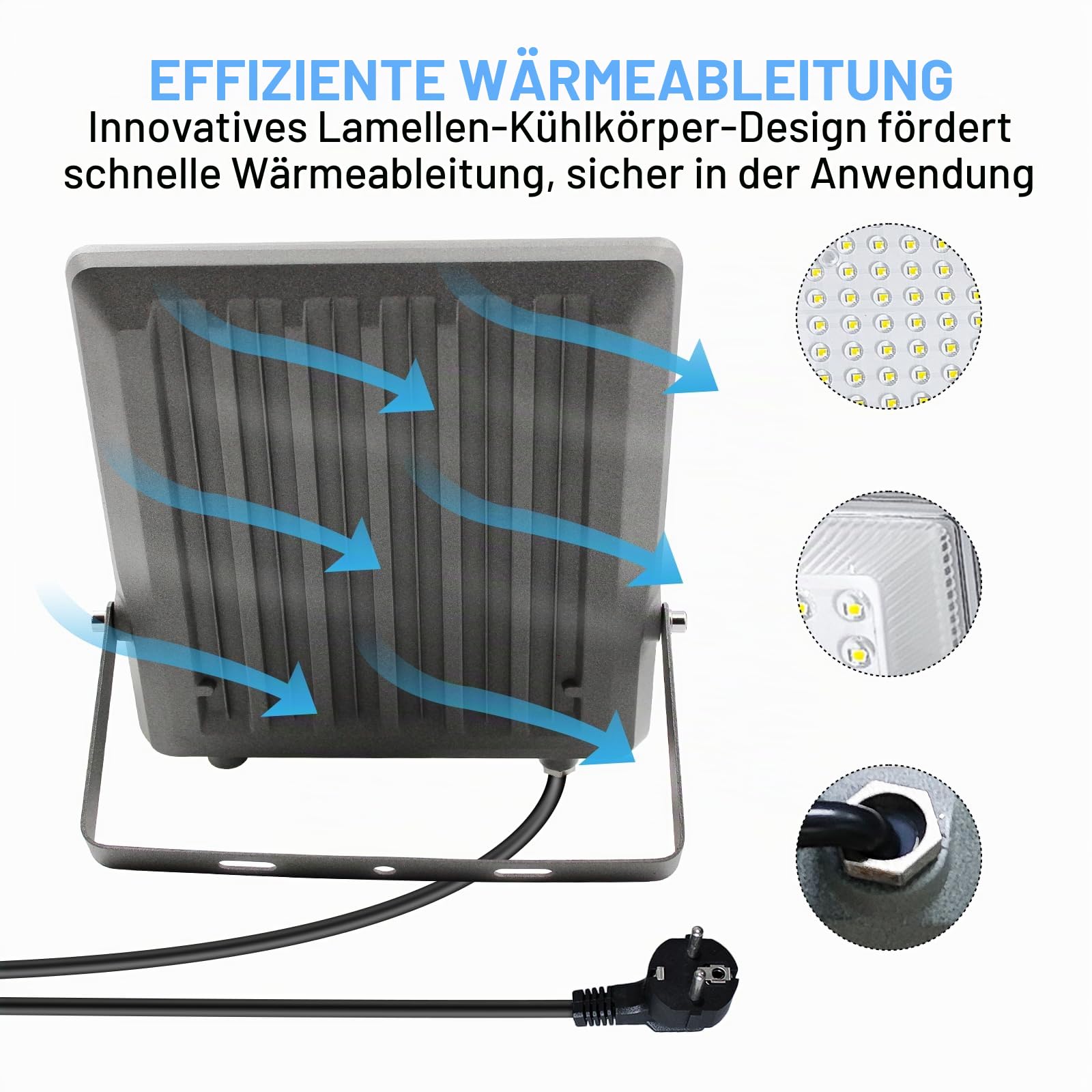 LED Strahler Außen 150W, 15000LM Aussenstrahler 6500K Kaltweiß Scheinwerfer IP66 Wasserdicht Baustrahler Flutlicht für Garten Garage Sportplatz Hof Flur