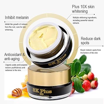 AILKE 8K Plus Whitening Face Cream, Brightening, Dark Spot Removal Day & Night Facial Cream, Deeply Clean Skin With Niacinamide, Glutathione, Collagen, 25gX2 (Pack of 2)