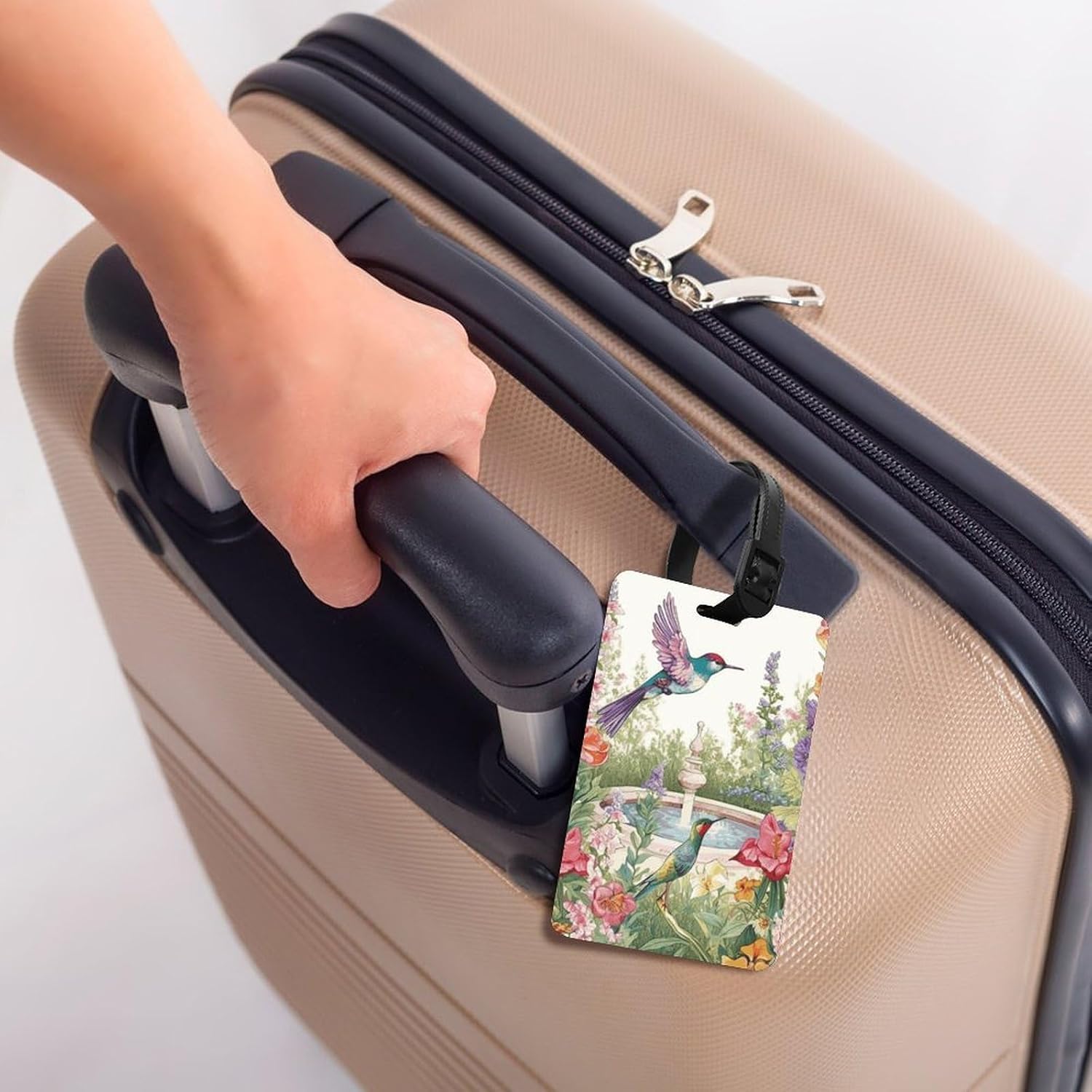 Garden with Birds and Flowers Luggage Tags for Suitcase Name Tags Air Tags image 5