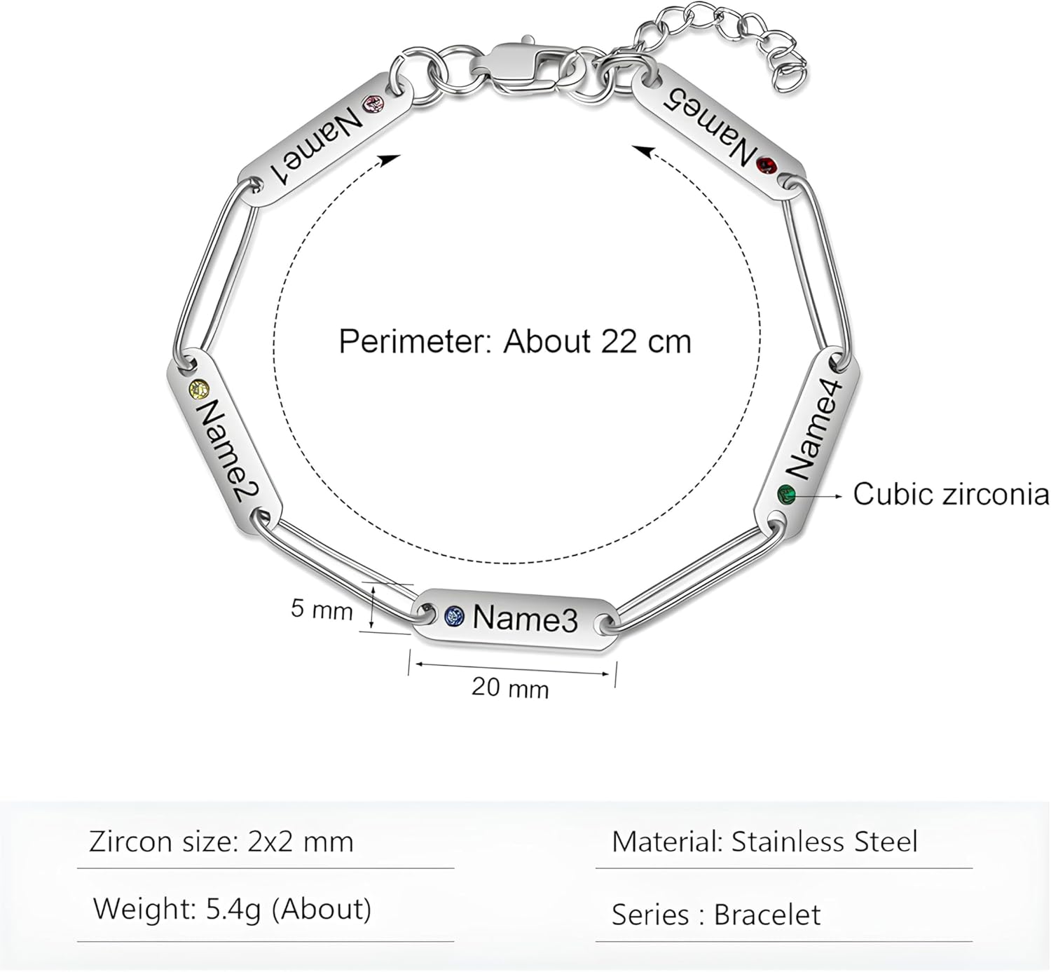 Personalized Birthstone Bracelet for Mom - Custom Engraved Name Bracelet with Names and Birthstones, Gift for Mother, Wife, Grandmother - Mother's Day Jewelry - Image 6