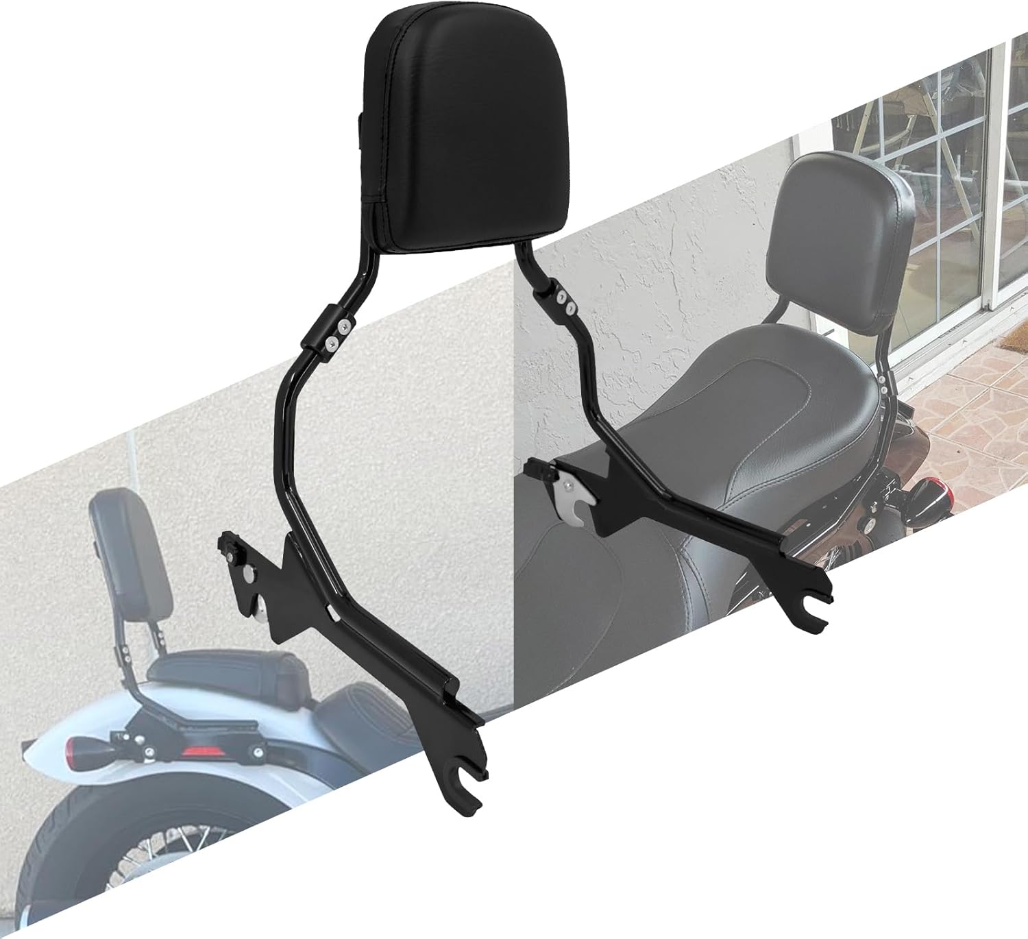 Motorcycle Sissy Bar Passenger Backrest with Cushion Pad Fit For Harley Softail Fat Boy FLFB FLFBS Breakout FXBR FXBRS 2018-up Black