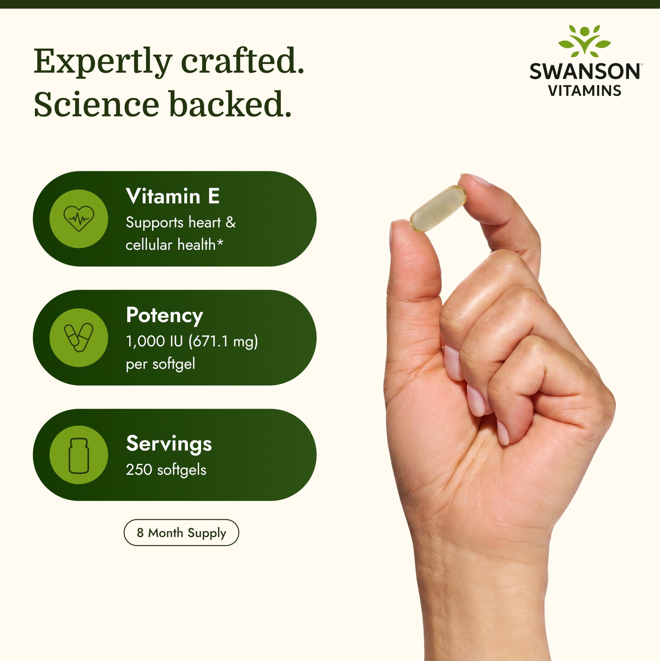 Swanson Natural Vitamin E 1000 IU (671.10 mg), 250 Softgels — Amazon image 3