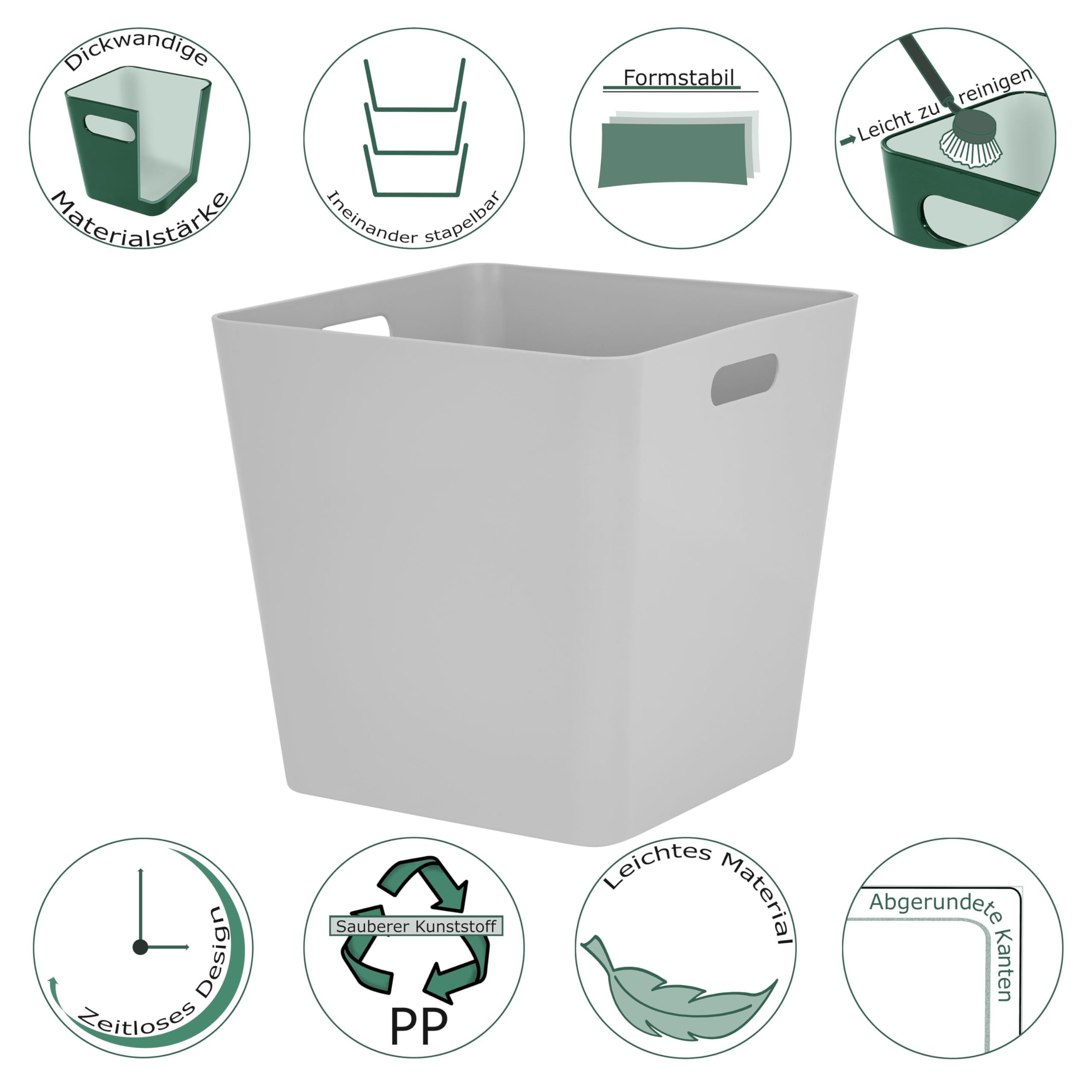 3 x Ordnungsbox Beschriftungsclips 30cm hoch grau 30x30cm Kunststoff Bad