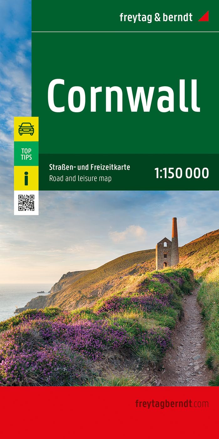 Cornwall road and Leisure Map - 1:150,000 scale