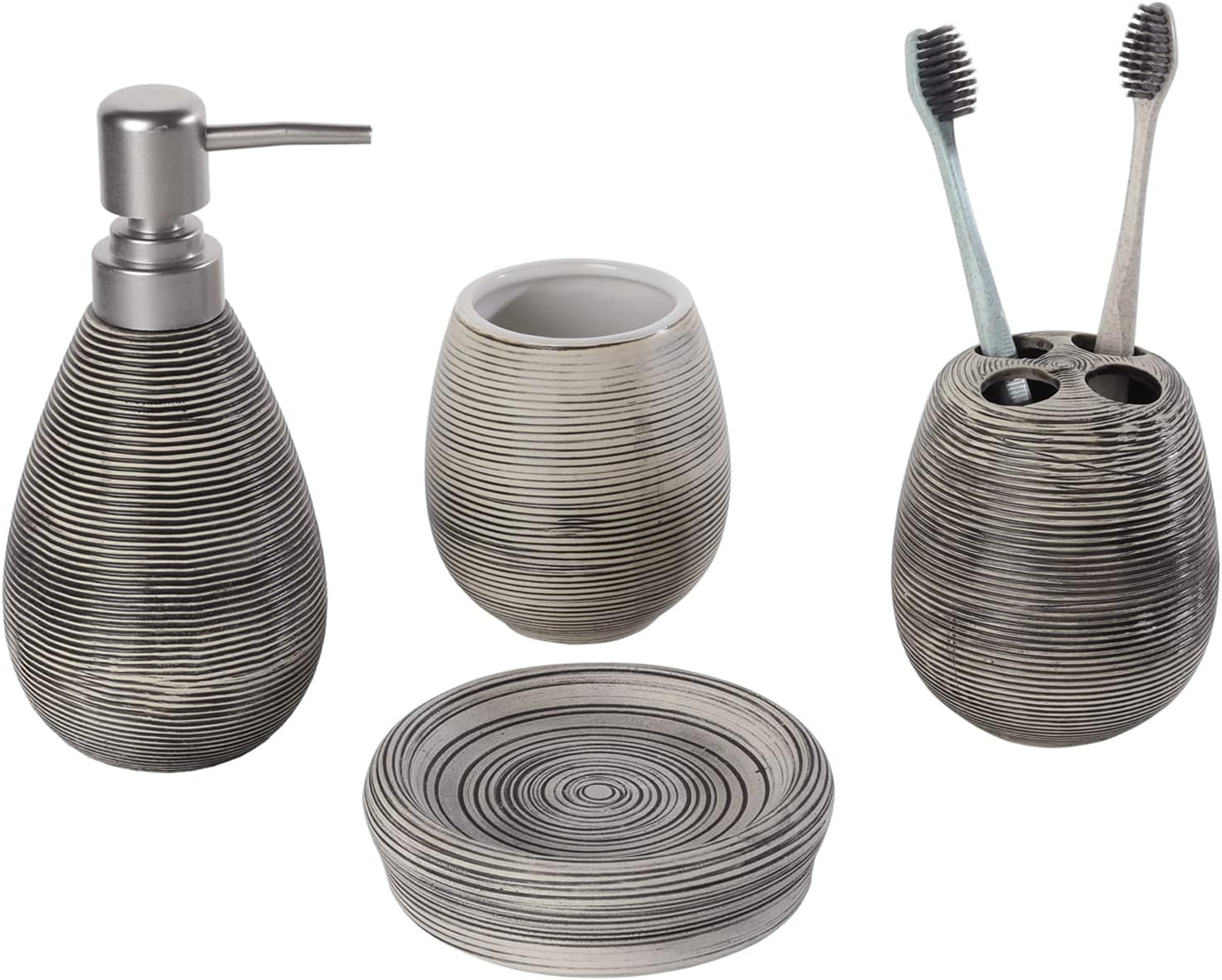 Amazon.com: Bathroom Accessories Set 5-Piece Plastic Gift Set with ...