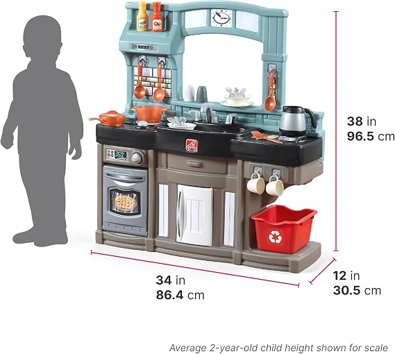 Step2 Best Chefs Kids Kitchen Playset, Indoor/Outdoor Kitchenette, Interactive Play with Lights and Sounds, Made of Durable Plastic, Includes 25 Piece Toy Accessories, For Toddlers 2+ Years Old