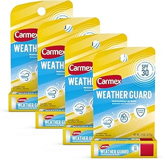 Carmex Weather Guard Moisturizing Lip Balm Stick, SPF 30 Sunscreen Broad Spectrum, 4 Count (4 Packs of 1)