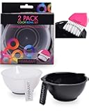 Color Bowl with Cleaner Set – Color Bowls For Hairstylist, Hair Dye Bowl With Brush Cleaner and Rubberized Bottom, Salon Supplies, Salon Essentials – 2 Pack