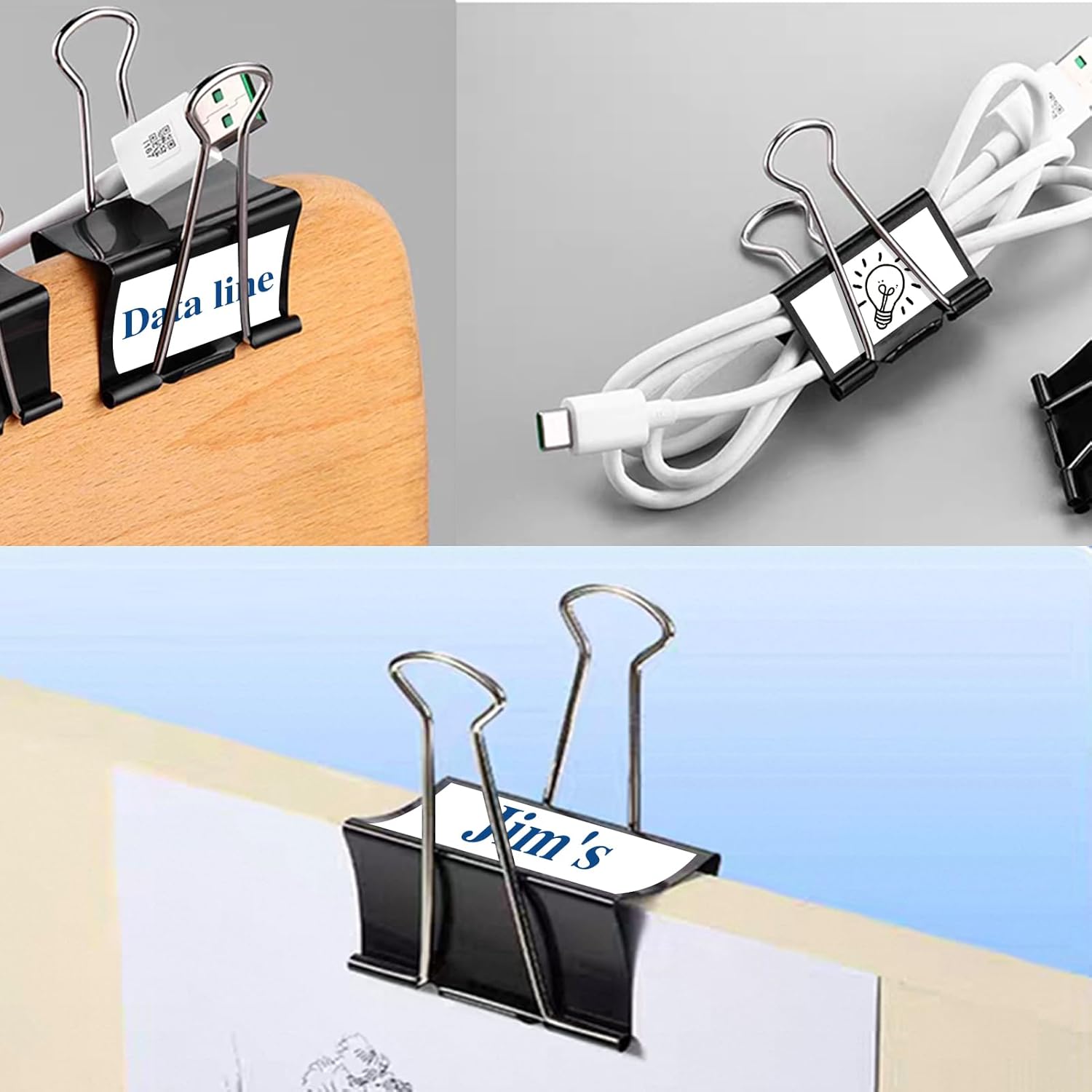 ラベル付きバインダークリップ 30個パック 2.4インチ 特大バインダークリップ 大きなペーパークランプ オフィスや家庭用品用