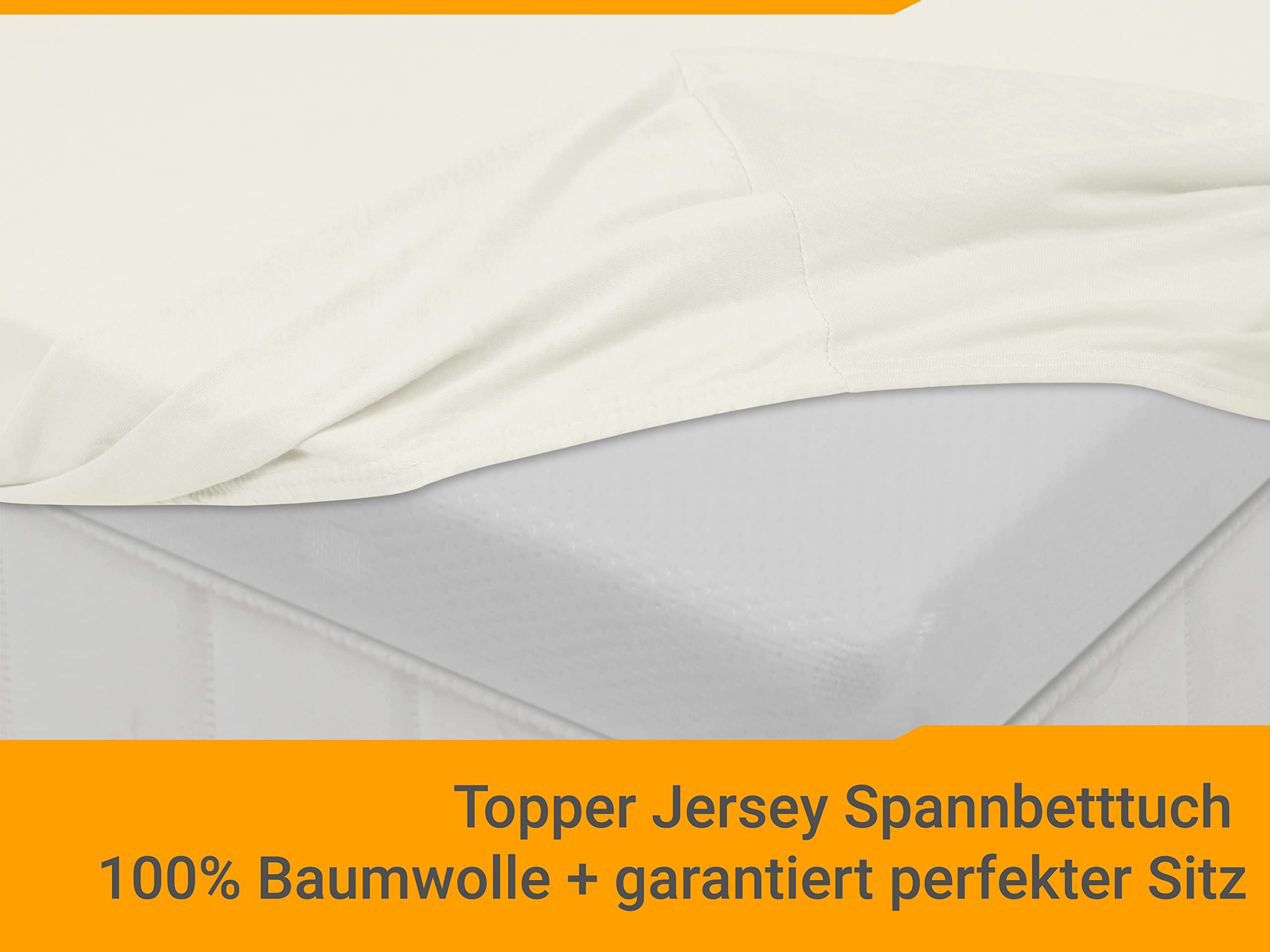 npluseins Prześcieradło z gumką na materac – prześcieradło z gumką ze 100% bawełny 1544.2231, ok. 90-100 x 200 cm, naturalne
