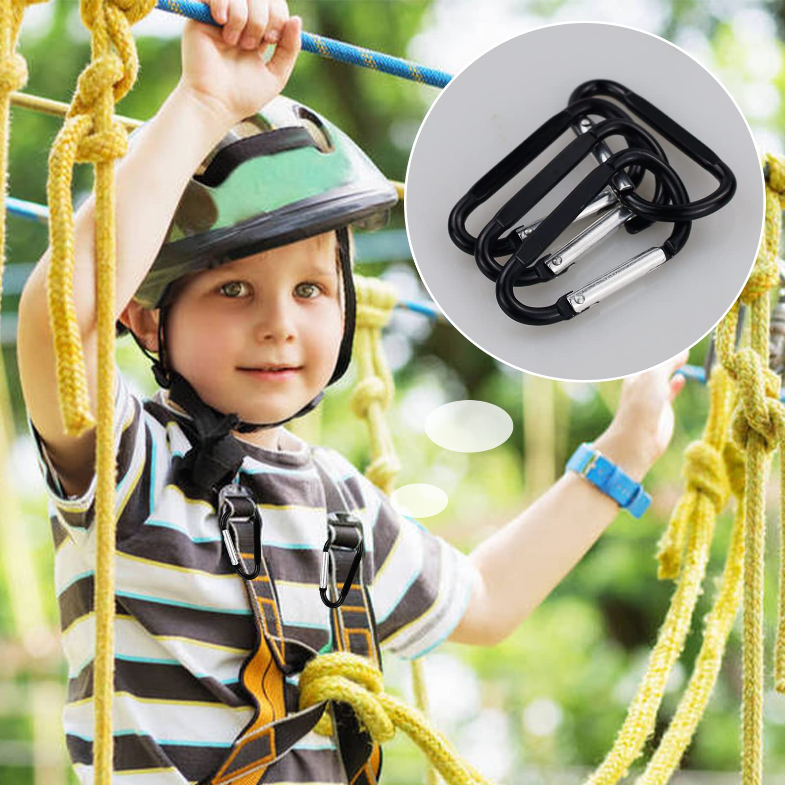 6 Mini Moschettoni Portachiavi Con Anello A D - Lega Alluminio Aeronautico, Multicolore, Per Outdoor, Trekking, Pesca, Campeggio